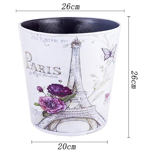 Lingxuinfo Scakbyer Waste Paper Bin European British Style Tower Pattern Trash Can Wastebasket Garbage Can Without Lid Waste Bin for Kitchen Bathroom Bedroom (Tower Purple Flower)