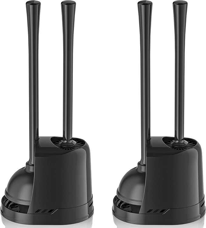Toilet Plunger and Brush2 Pack Bowl Brush and Heavy Duty Toilet Plunger Set with Ventilated Holder 2-in-1 Toilet Brush and Plunger Combo for 5.3-inch Toilet Drain Bathroom Cleaning