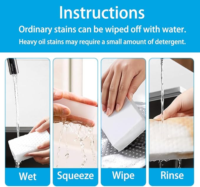 Magic Sponge Erasers 50 Pack 2X Density Stronger Melamine Sponge Foam Pads Multi-Functional Household Cleaning Supplies Cleaner for Kitchen Bathroom Bathtub Sink Wall Cleaner