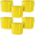 Zhehao 6 Pcs 3 Quart Bucket for Cleaning Small Sanitizer Bucket for Restaurant Square Plastic Pail with Handles for Home Offices Commercial Use Food Service(Yellow)