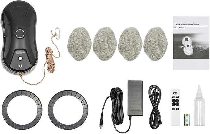 Electric Window Cleaner Robot 2800Pa Suction Automatic Glass Cleaning with Remote Control 35ML Water Tank Safety Rope for Home Office