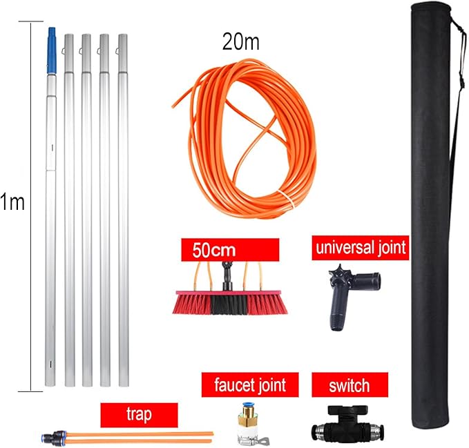 Window Cleaner Tool Solar Panel Cleaning Brush and Pole Adjustable 360° Rotatable Water Supply Brush Head for Photovoltaic Cleaner Glass Cleaning Brush Solar Panel Cleaning.