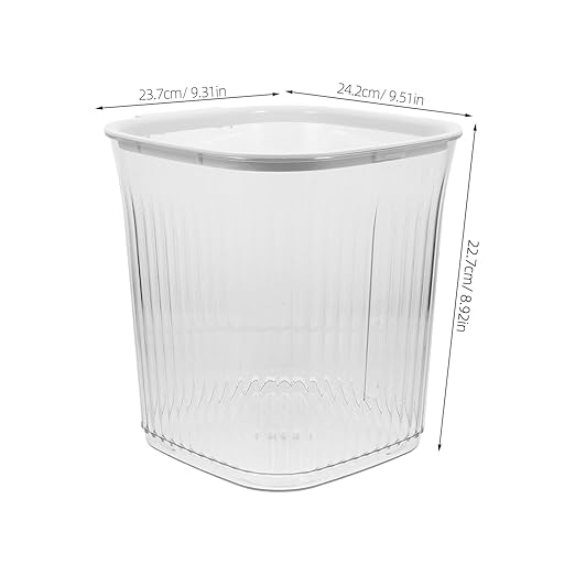 Large Capacity Transparent Striped Trash Can with Square Space-Saving Design for Bathroom Bedroom Living Office Garbage Wastebasket