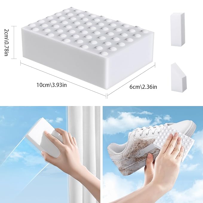 Dirt Eraser Sponge Pack of 50 Eraser Sponge Cleaning Sponge Magic Sponge 2 x Compression Melamine Sponge Wonder Sponge White Cleaning Sponge for Household Kitchen Shoe Sponge