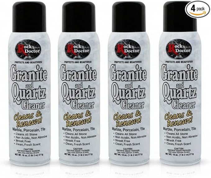 Rock Doctor Granite &amp Quartz Cleaner Spray 18 oz. Can Cleans Tile Marble Kitchen Countertop and Natural Stone Surfaces Streak-Free Shine - Pack of 4