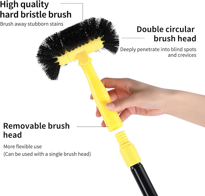 Grout Cleaning Brush with Long Handle - Hard Bristle Hand Held Grout Cleaner Brush for Tile Grout Shower Cupboard Corner Cleaning
