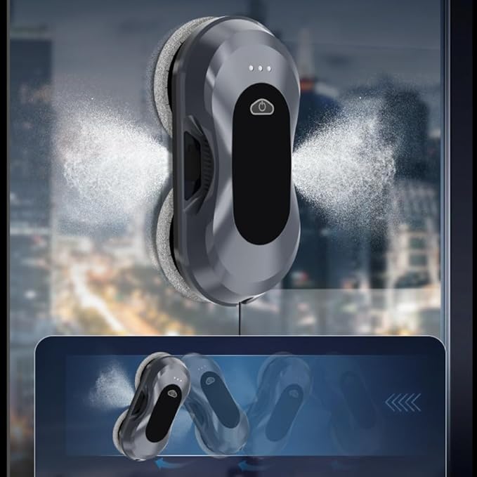Fully Automatic Dual Water Jet Intelligent Window Cleaning Robot for Windows/Tiles/Glass Doors Automatic Window Cleaning Robot with Dual Side Water Jets (White)