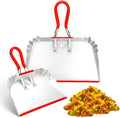 2 Pack Metal Dust Pan 17 and 12 Aluminum Heavy Duty Dust Pans with Non-Slip Rubber Handle Large and Small Dustpan Set Lightweight for Sweeping Garage Leaf Household &amp Outdoor Cleaning