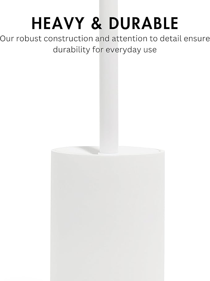 Matte White Toilet Bowl Brush for Bathroom with Holder - Bathroom Cleaner Scrubber with Sleek Design Sturdy and Durable Bristles