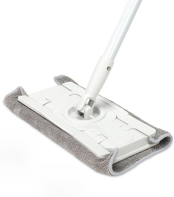 Flat Mop Microfiber Mop with 55’’ Long Handle Mops for Floor Cleaning with Flexible 12 ‘’ Flat Head Household Wet &amp Dry Mops for Wall Floor