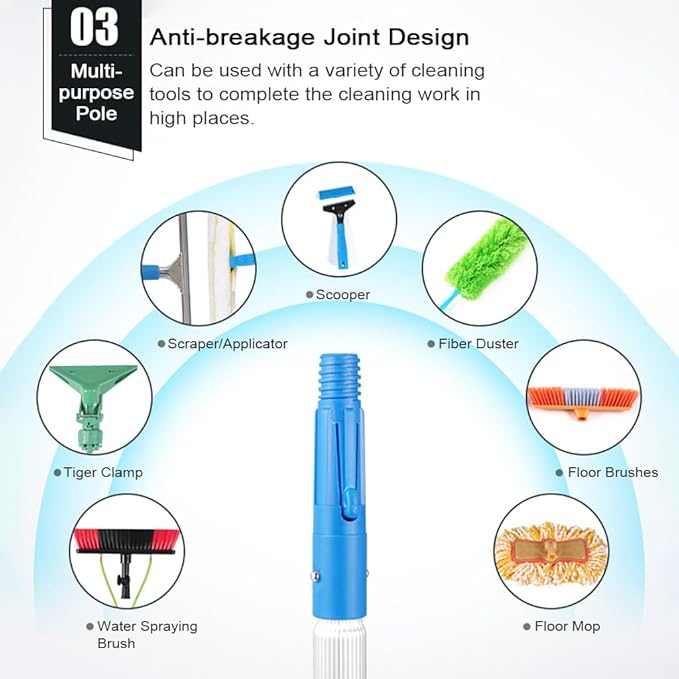 Window Cleaning Water Fed Pole KitOutdoor Reach Solar Panel Cleaning Brush with 20m Water PipeAdjustable Cleaning Tool with Aluminum Extension Pole for Roof Window Glas(Size:8M/26FTColor:30cmBrush)
