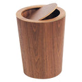 Modern Round Trash Can with Lid - Wood Grain Waste Basket in Walnut - 9.25x7.5x11.8 Swing Top Small Trash Can - Decorative Small Garbage Can for Bedroom Living Room Office &amp Bathroom