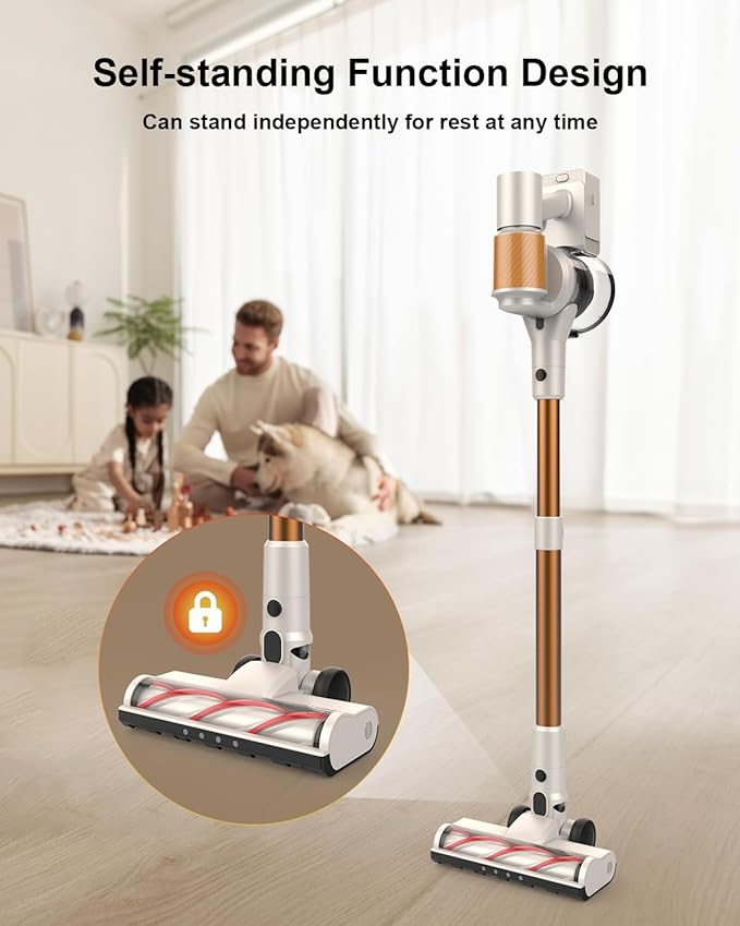 Cordless Vacuum Cleaner 2 Batteries 110 Mins Runtime 580W 48KPA Stick Vacuum with Self-Standing Tangle-Free Brush LED Display Vacuum Cleaner for Home Hardwood Floor Carpet Pet Hair