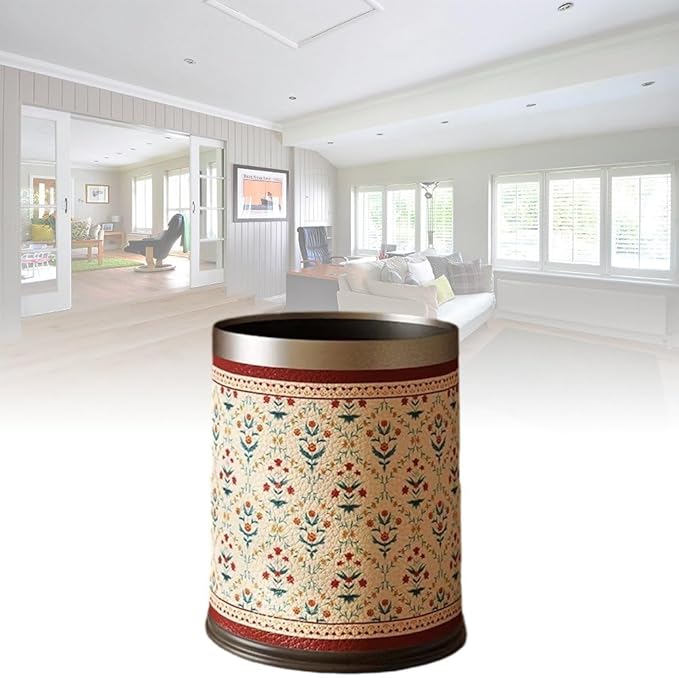 Leather Trash Can Vintage Waste Bin for Household Living Room Sanitary Bucket Waste Container Bedroom Wastebasket