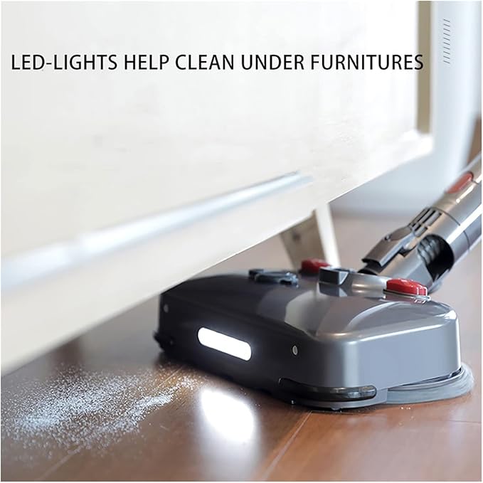 Electric Cleaning Mop Wet Dry Mopping Head Compatible with Dyson V10 V8 V7 V11 Vacuum Cleaner Suction and Mop Brush Head with LED Light