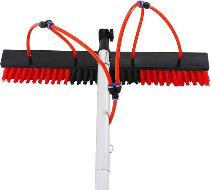 Cleaning Brush Kit for Solar PanelLength AdjustableWindow Cleaning Equipment Window Cleaning Tool Kit for Window Glass Outdoor and Indoor Glass Surfaces. (10 PolesBrush: 21.65 * 3.15in)