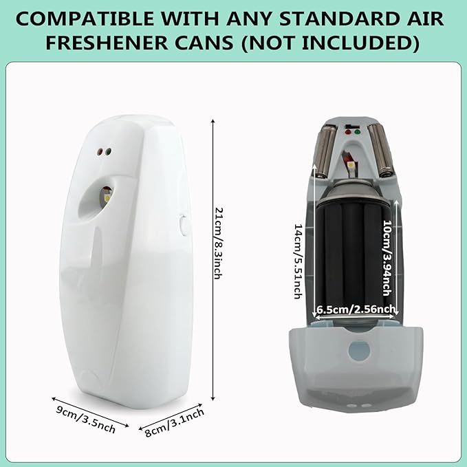 Automatic Spray Dispenser – 4-Pack Room Spray Air Freshener Wall Mounted or Desktop Design for Home &amp Commercial Use – Battery Operated Air Freshener(White)