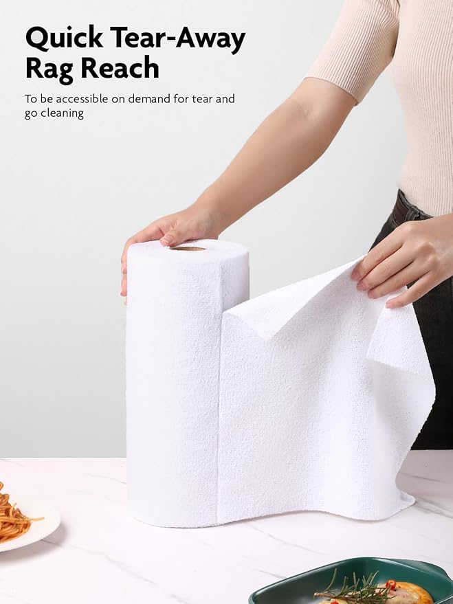 Fantasticlean Microfiber Cleaning Cloth Roll -40 Pack Tear Away Microfiber Towels 12 x 12 Reusable Washable Scratch Free Ultra Absorbent Dishcloth for All-Around Cleaning Supplies (White)