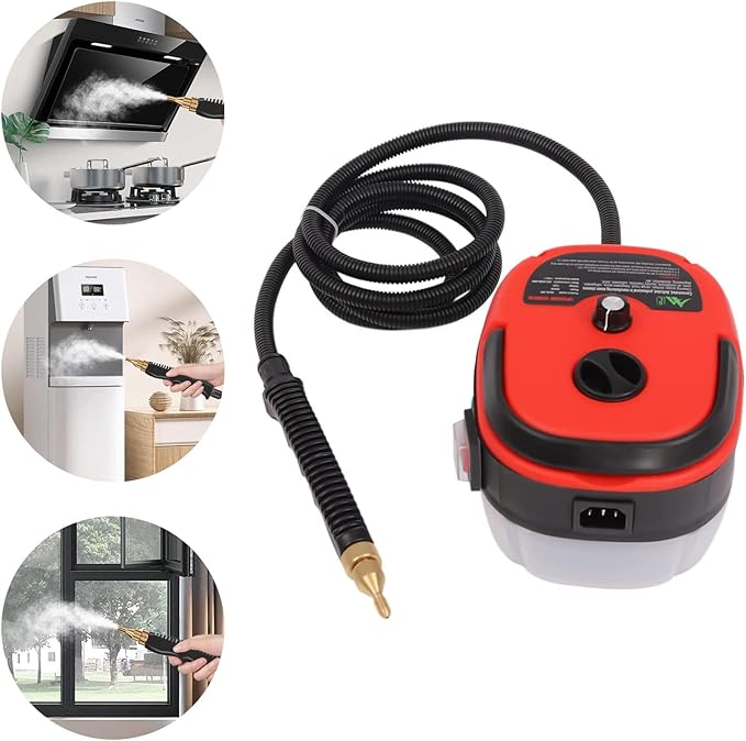 Steamer for Cleaning Pressure Steam Cleaner Handheld High Temp Portable Steam Cleaner Electric Steam Machine for Home Use Grout Tile Car Detailing Kitchen Bathroom (Red)
