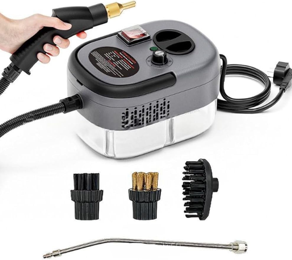 Handheld Steam Cleaner 1200ML Household Compact Kitchen Steam Cleaning Machine 6-Speed Adjustment Multi-Function Nozzle for Cleaning Floor Upholstery Grout and Car (Grey)