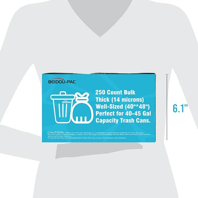 40-45 Gallon Lawn &amp Leaf Trash Bags 250 Count Heavy Duty Clear Plastic Recycling Bags Unscented