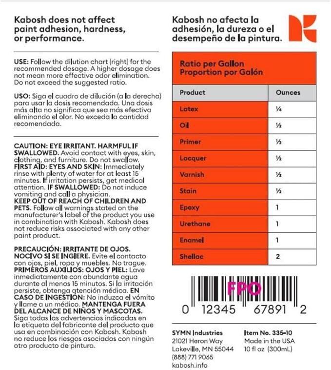 Kabosh 325-12 Paint Odor Eliminator 1/2 fl oz Packets Box of 12 Packets