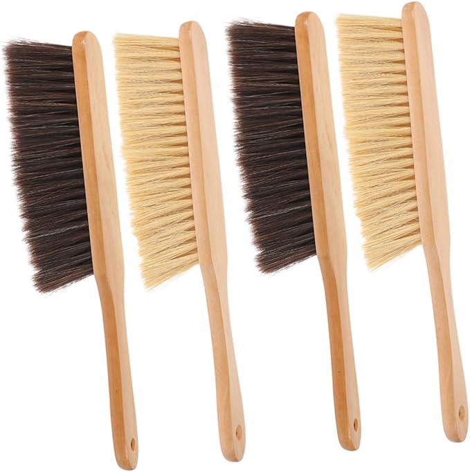 4pcs Wooden Hand Broom Handle Dust Brush for Deep Cleaning Beds Sofas and Furniture Efficient Upholstery Tool for Household Chores
