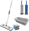 JDIV Streamline Mop Streamline Flat Mop 2026 Large Flat-Mop and Bucket System Self Wringing 360 Flat mop Wet and Dry Use (White)