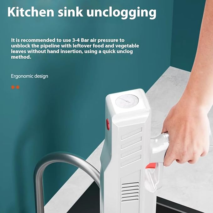 Upgrades Toilet Drain Clog Remover High Pressure Air Technology Unclogging Tool for Bathroom Kitchen Sink Pipe Blockages