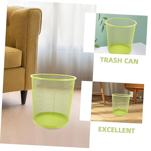 Metal Mesh Trash Can for Bathroom and Office Large Green Wire Wastebasket Multipurpose Rubbish Container for Living Storage and Waste Practical Home and Hotel Use