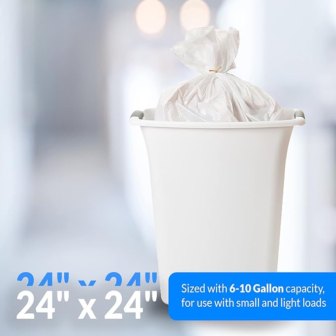 Reli. 6-10 Gallon Trash Bags | 1000 Bags | Clear | Bathroom | Strong | Garbage