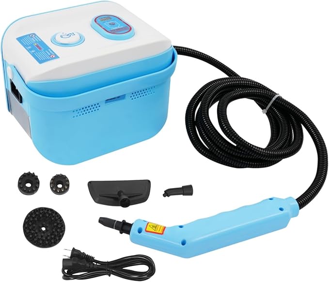 1500W Handheld Steam Cleaner High Pressure 4.5BAR Portable Multi-Purpose Steamer 10s Fast Heat-Up &amp 1.2L/0.32Gal Large Tank for Home Car Detailing Tile Grease Grout (Sky Blue)
