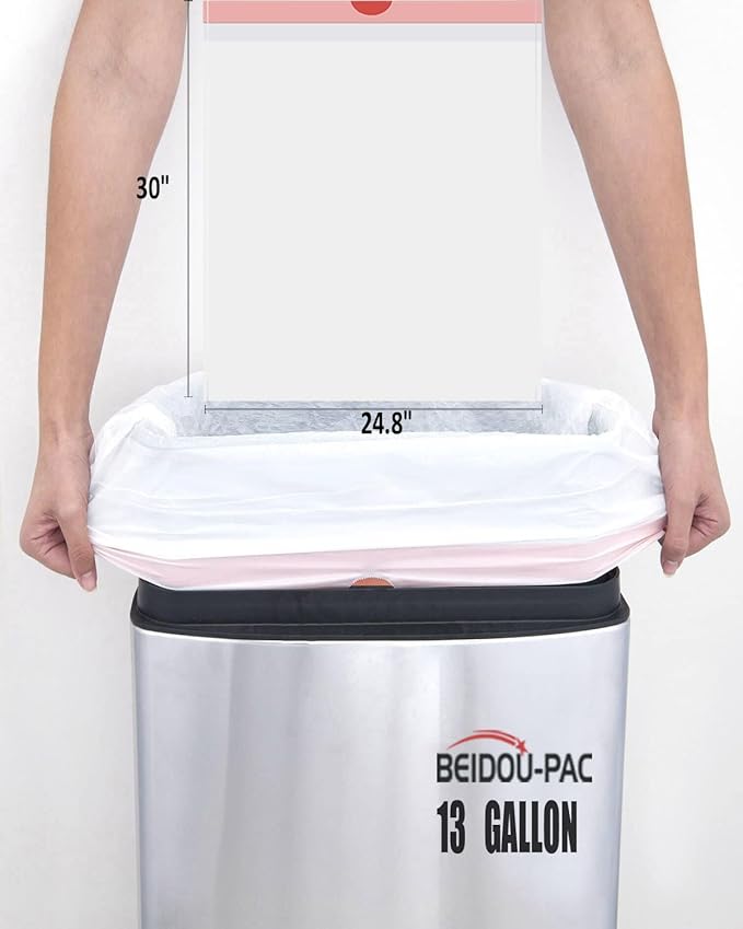 Trash Bags 13 Gallon Drawstring 100 Count Multifold Roll Garbage Bags Tall Kitchen Trash Bag Odorless &amp Extra strength White Plastic Food Scrap Bag for Home Office Bathroom Kitchen Bins