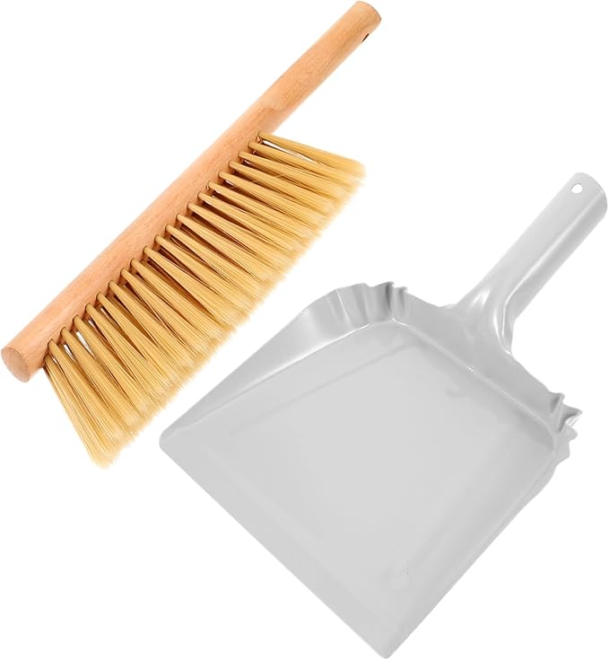 GLEAVI 1Set Compact Hand Broom with Wooden Handle and Dustpan Lightweight Whisk Broom for Bed and Sofa Cleaning Portable Dust Brush for Indoor Use Easy Storage Design