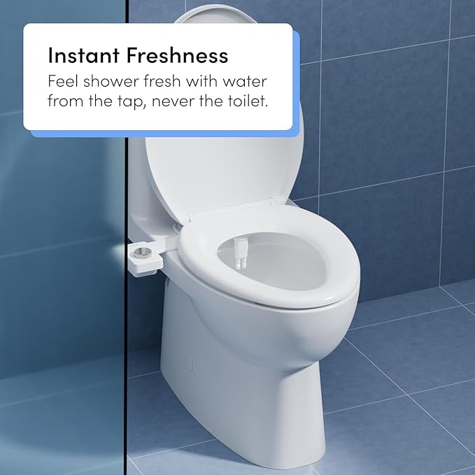 TUSHY NEW Fresh Dual Nozzle Cool Water Bidet: Ultra Slim Toilet Seat Attachment Sprayer with Luxury 2 in 1 Front &amp Rear Self-Cleaning 180º Clean (DIY Install 10 Minutes) Non-Electric Chrome