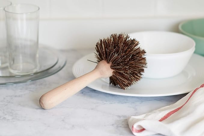 Fox Run Kitchen Brush Set of 3 Pot Dish and Bottle Scrub Brush with Natural Bristles