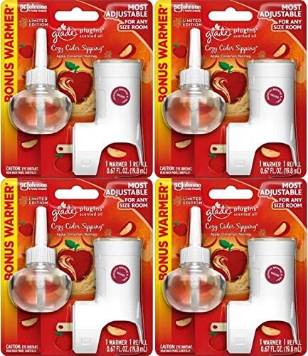 Glade Set of 4 Plugins Cozy Cider Sipping Plugins Starter Pack - Great for Housewarmings Smelly Rooms or Just to Spice Up Your Home!