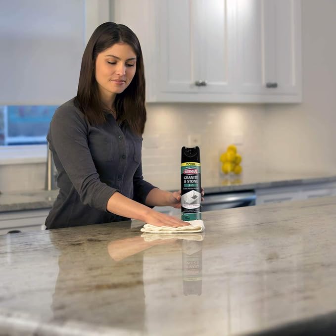 Weiman Granite Cleaner and Polish - 17 Ounce - For Granite Marble Soapstone Quartz Quartzite Slate Limestone Corian Laminate Tile Countertop and More