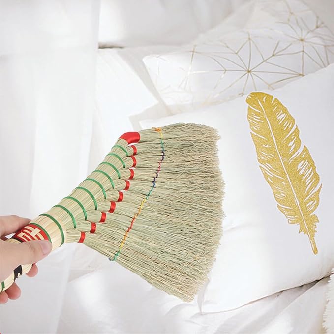 Handmade Woven Hand Broom Large Handle Duster for Indoor Sweeping Bedroom Bed Cleaning Household Use Random Color