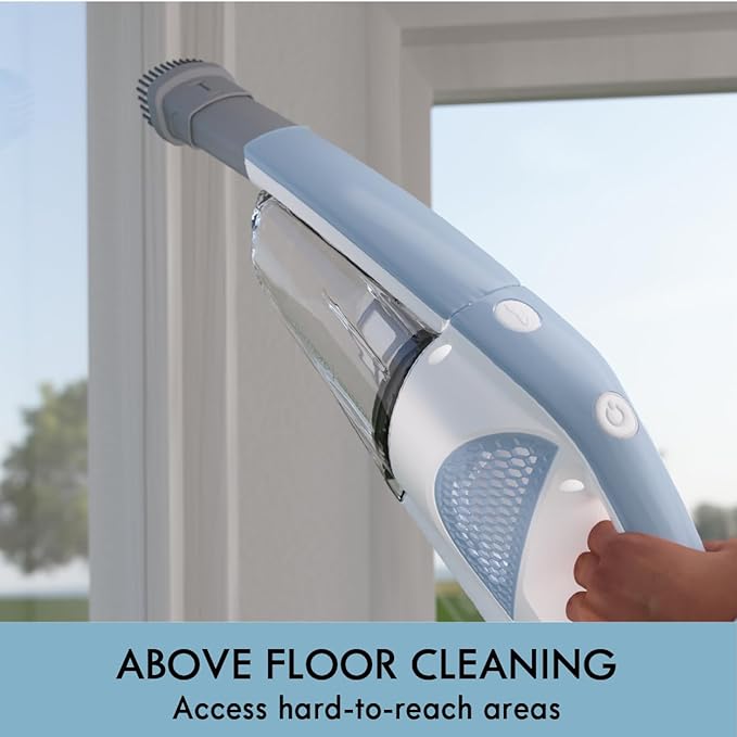 Kenmore DS1020 16V Cordless Stick Vacuum Lightweight 2-in-1 Handheld LED Headlight with 2-Speed Power Control for Hardwood Floor Carpet &amp Pet Hair 16 Volts Gray-Blue