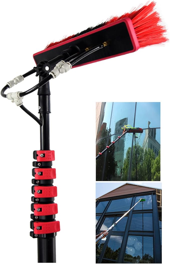 Photovoltaic Panel Cleaning Kit Outdoor Window Glass Cleaner Solar Panel Window Cleaning System with Extension Pole and Water Fed Pole6M/20FT
