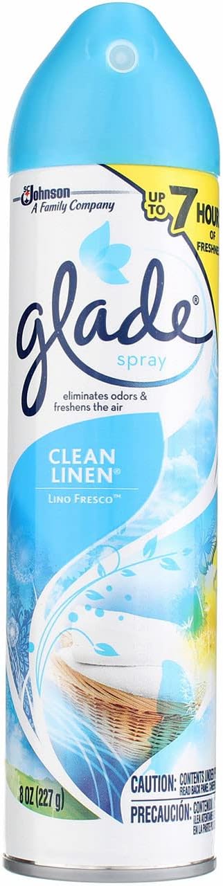 Glade Clean Linen Spray Air Freshener 8 oz (Pack of 12)