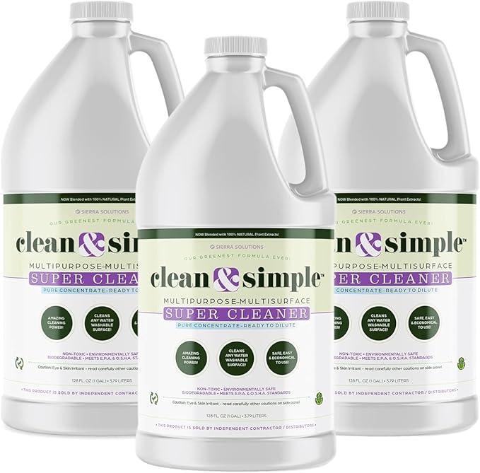 clean &amp simple™ SUPER CLEANER - Concentrated All-Purpose Multi-Surface Cleaner Non-Toxic Biodegradable
