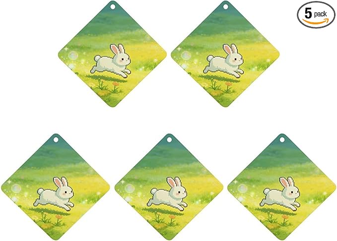 5PCS Car Air Freshener Hanging Personalized Double Sided White Rabbit flowers Car Fresheners Long Lasting New Cars Scents Cute Automotive Freshies for Closets Drawers (tea)