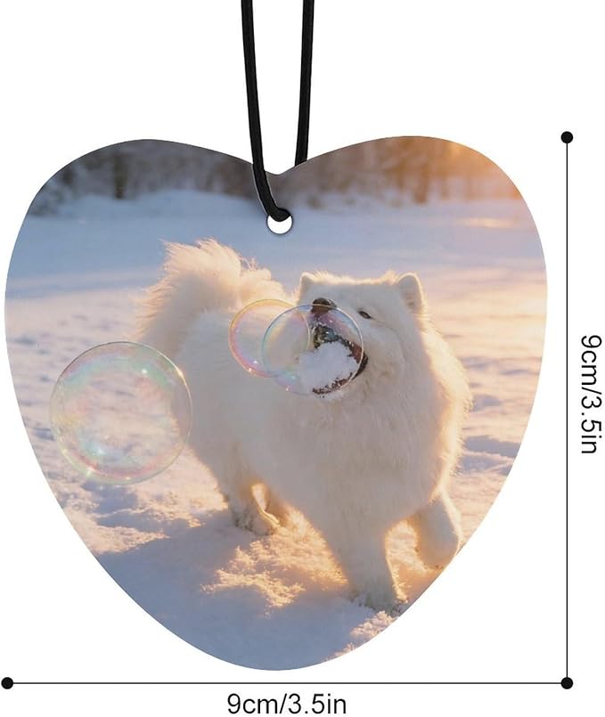 5PCS Car Air Freshener Hanging Personalized Double Sided Snowy Samoyed Car Fresheners Long Lasting New Cars Scents Cute Automotive Freshies for Closets Drawers (tea)