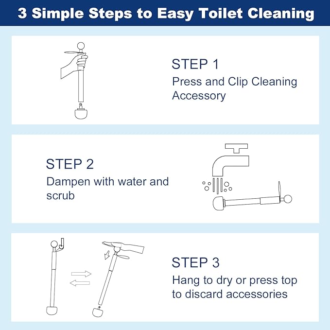 Toilet Pumice Stone with Handle 16.14 Inch Pumice Stone Toilet Bowl Cleaner with 4 Pumice Stones ＆ 6 Sponge Toilet Cleaning Heads Wall Mounted Toilet Cleaner Compact Toilet Bowl Brush Scrubber