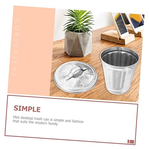 4pcs Galvanized Planter Trash Can Lid Small Wastebasket Lid for Indoor Plants Storage Container
