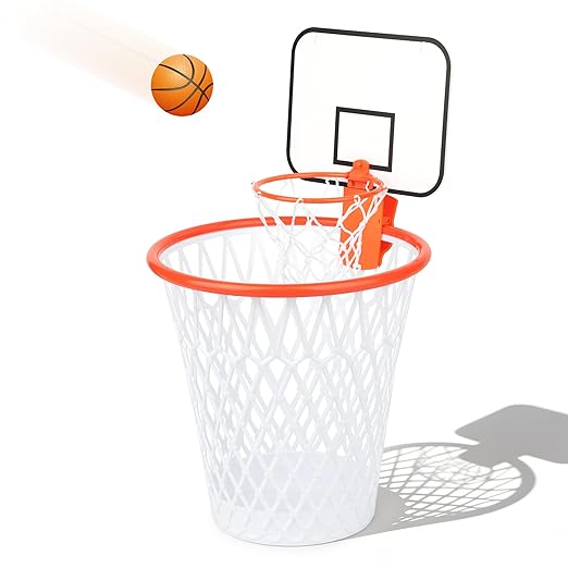 Basketball Hoop Trash Can Set (Included 1pc Wastebasket bin and 1pc Flat Free Ball) for Boys Room Decor- Christmas Gift and Birthday Gift for Boys-Garbage Can Set for OfficeBasketball Party