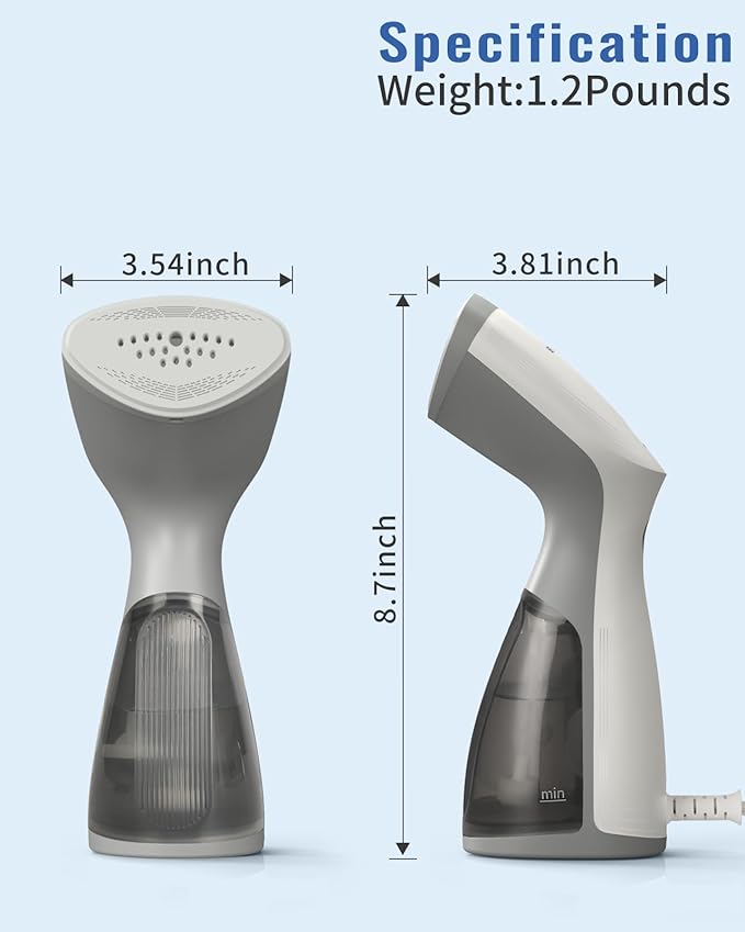 BEAUTURAL Steamer for Clothes Portable and Handheld Garment Wrinkle Remover Fast 25s Heat-up 120V Only (Not for 220V Europe)