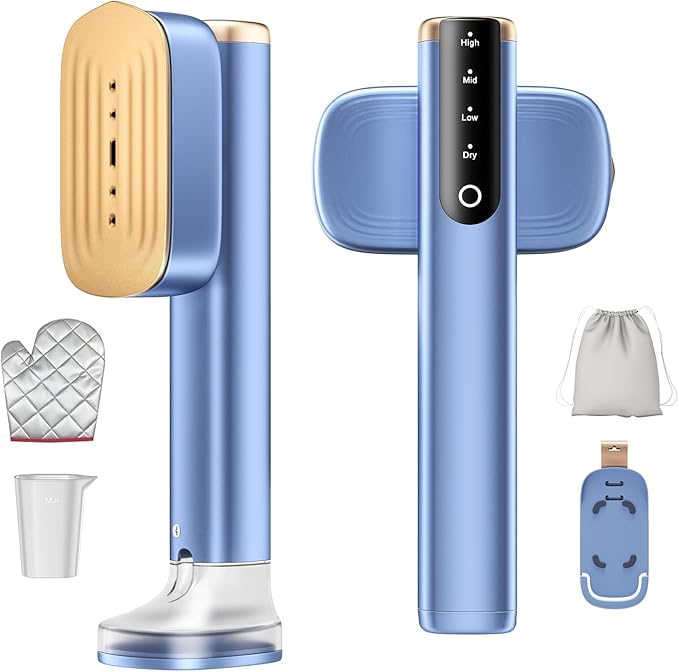 MIYOKO 2-In-1 Steamer &amp Iron for Clothes 15s Fast Heat-up 1200W Portable Handheld Garment Steamer Travel Size with Large Ceramic Heat Panel 25 G/MIN Powerful Steam Quick Wrinkle Removal 110V-1